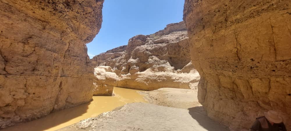 Aerial panorama of Sossusvlei sand dunes under clear sky